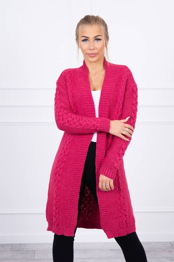 Kesi Cardigan sweater braided in fuchsia color