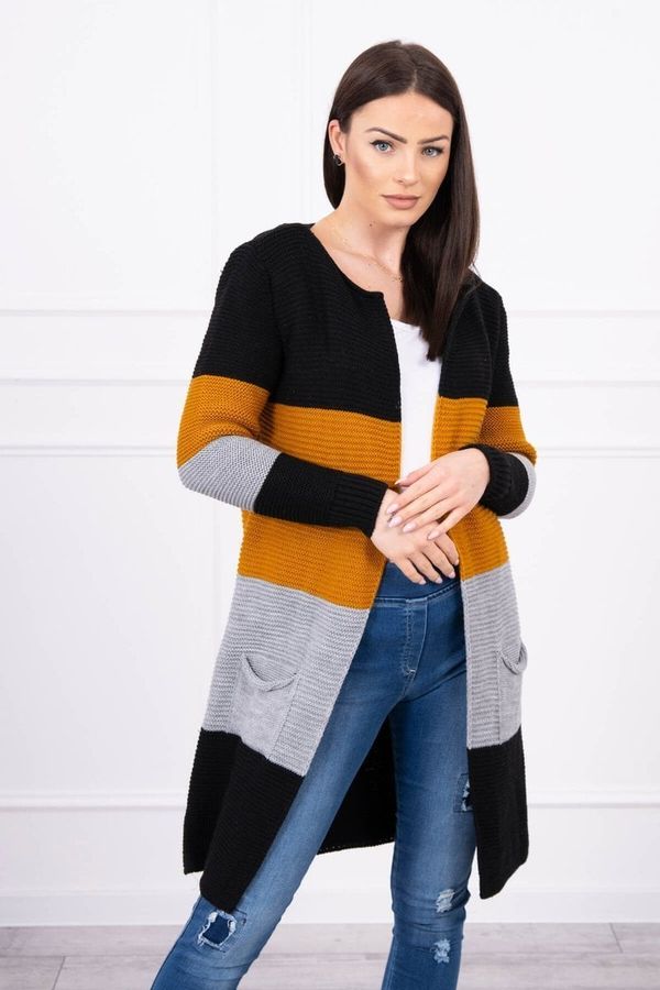 Kesi Cardigan sweater on straps black+mustard