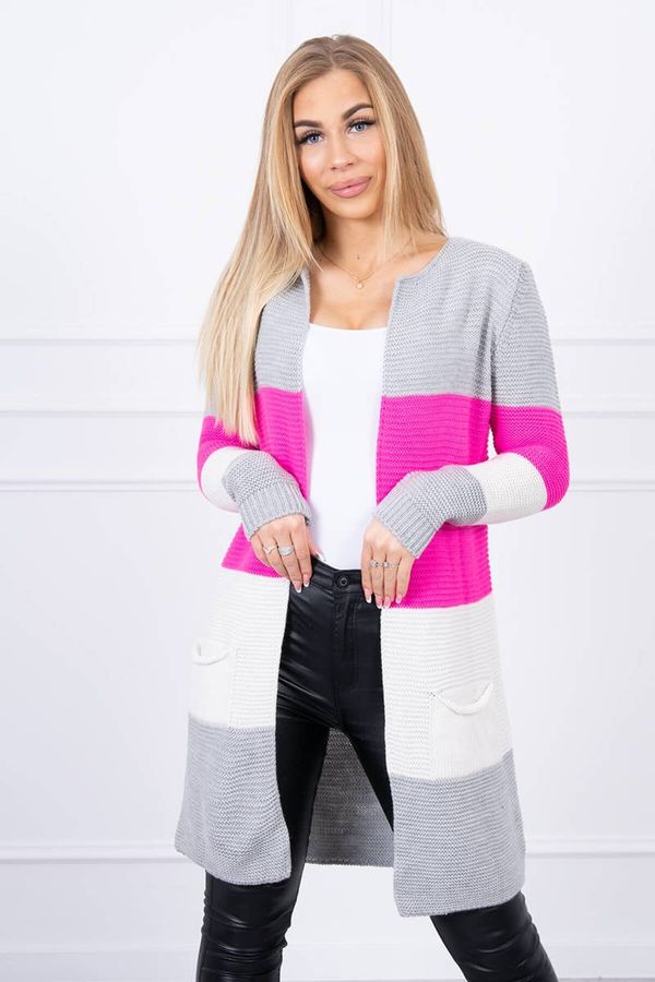 Kesi Cardigan sweater on straps gray+pink neon