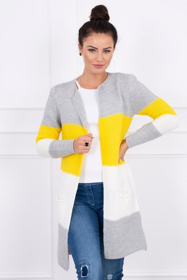 Kesi Cardigan sweater on straps gray+yellow