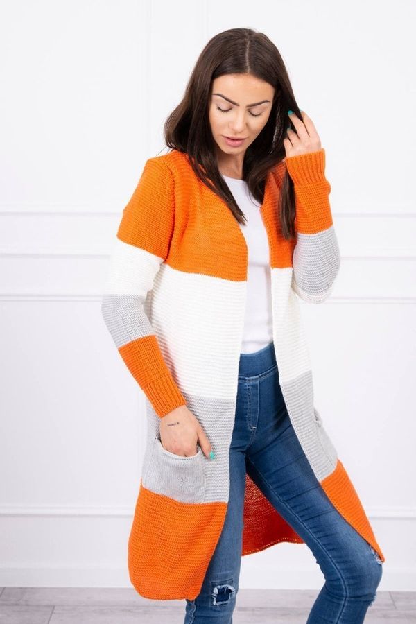 Kesi Cardigan Sweater on Straps Orange+Ecru