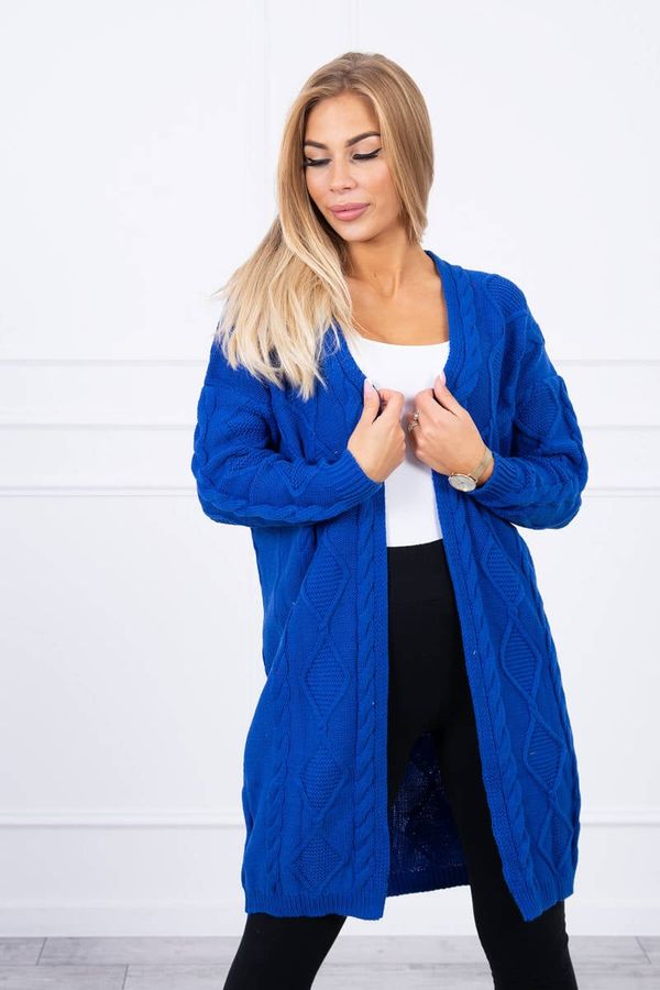 Kesi Cardigan sweater with cable weave purple blue