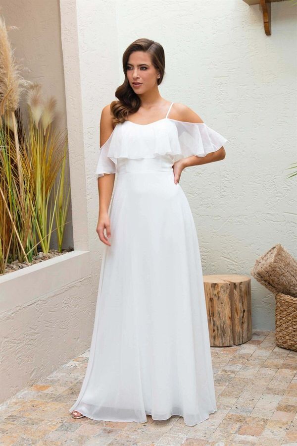 Carmen Carmen Ecru Strap Long Wedding Dress And Outdoor Shooting Dress