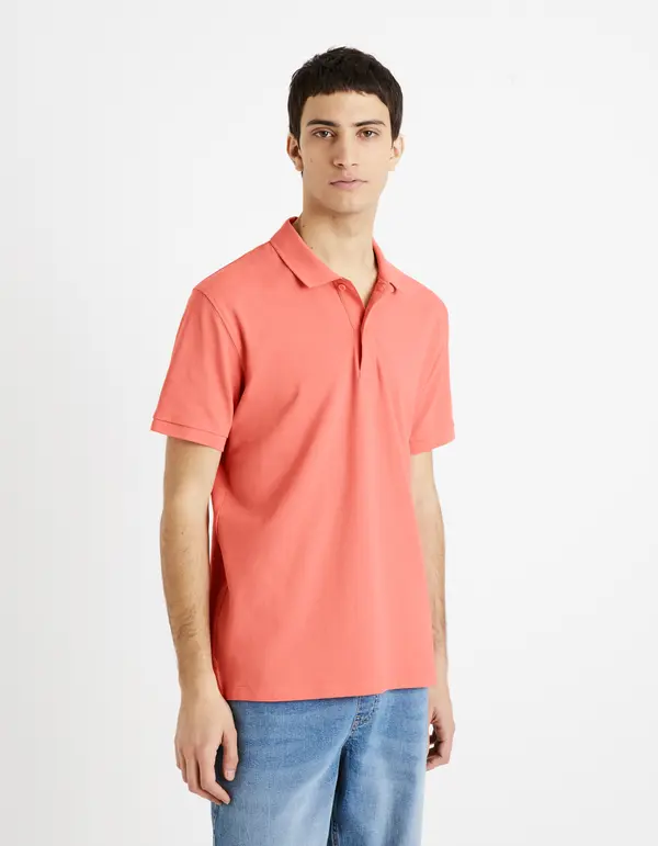 Celio Celio Cotton Pique Polo Shirt Teone - Mens