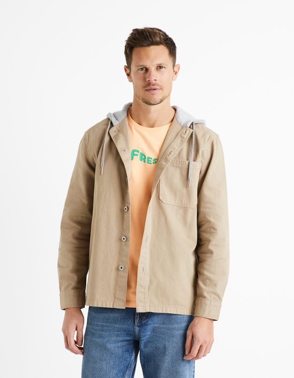 Celio Celio Denim Hooded Shirt Dadenim - Men