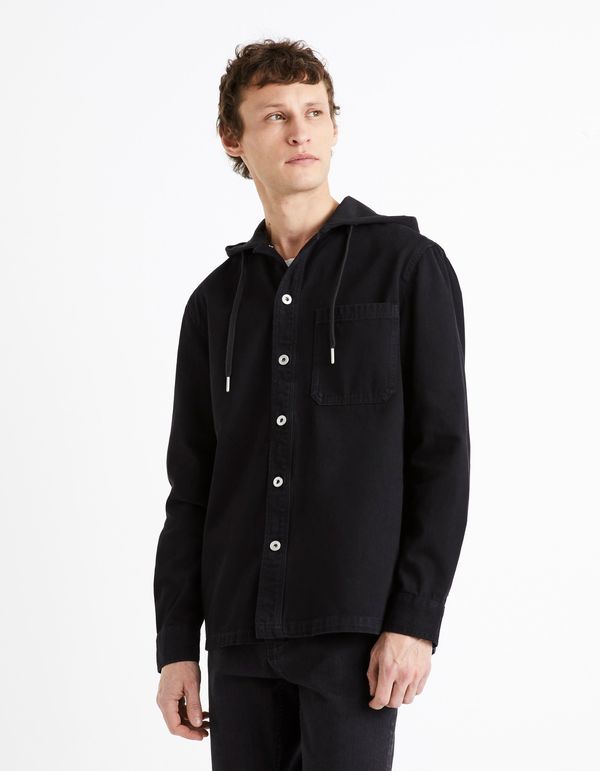 Celio Celio Denim Hooded Shirt Dadenim - Men