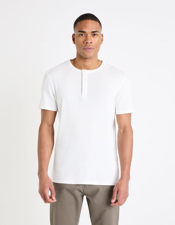 Celio Celio Henley Genrib T-Shirt - Mens