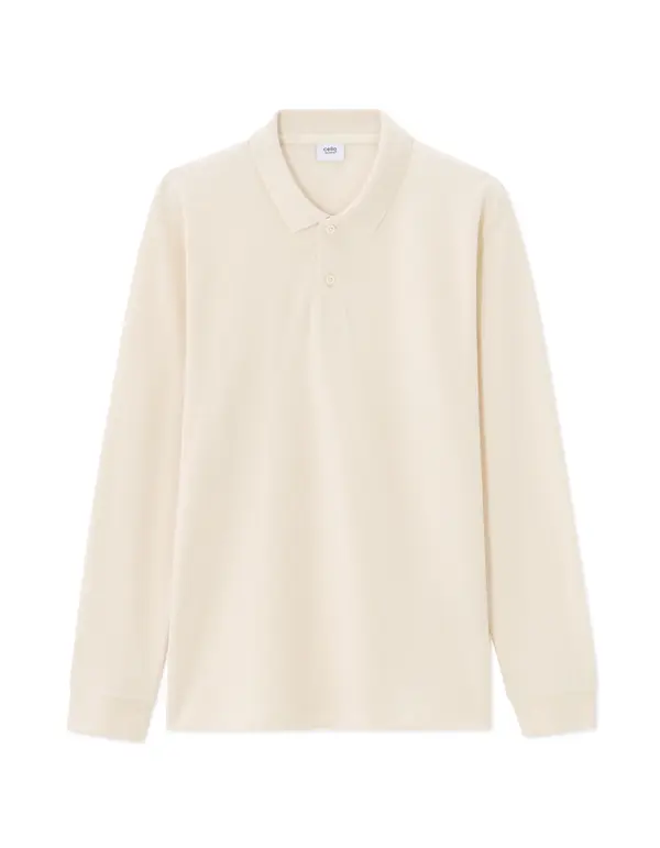 Celio Celio kremna polo majica z dolgimi rokavi