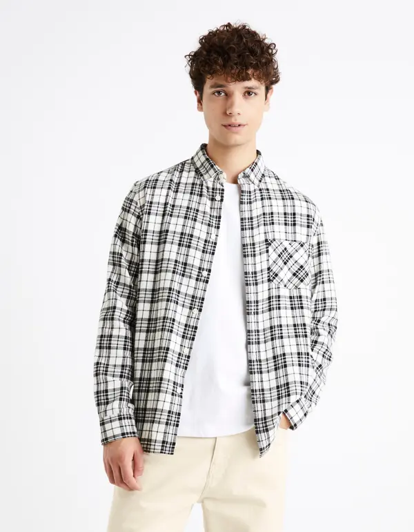 Celio Celio Plaid Flannel Shirt Canewto - Mens