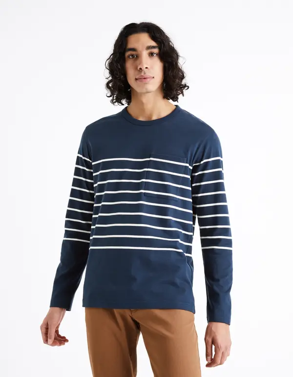 Celio Celio Striped T-Shirt Veboxmlr - Men's