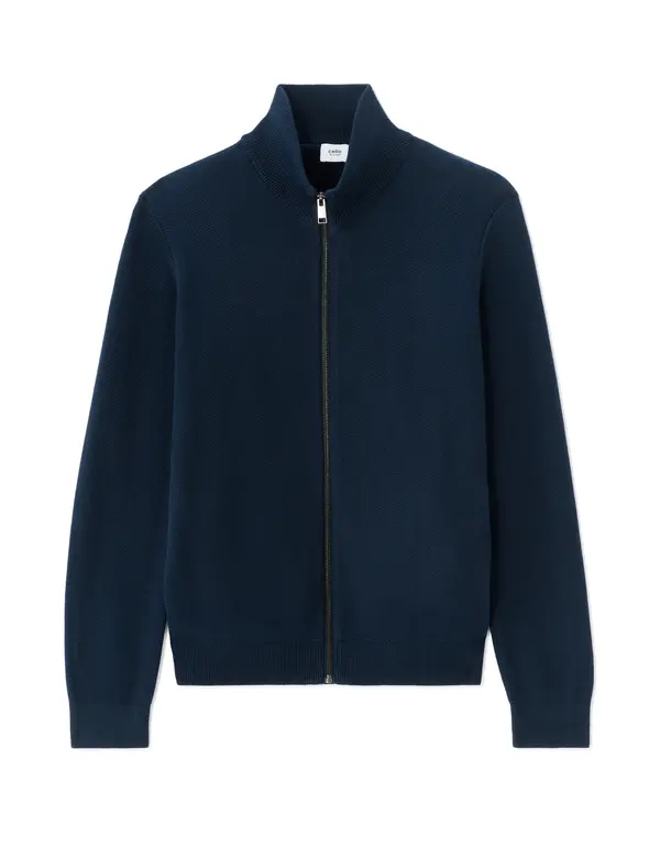 Celio Celio temno moder pulover z zadrgo