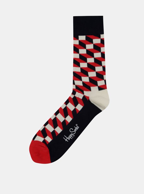 Happy Socks Červeno-bílé vzorované ponožky Happy Socks Filled Optic
