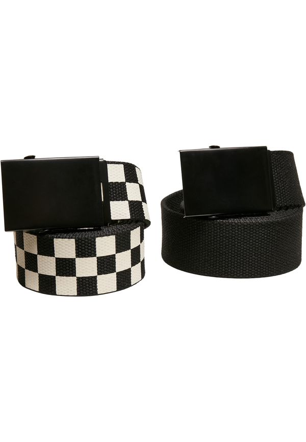 Urban Classics Accessoires Check And Solid Canvas Belt 2-Pack black/offwhite