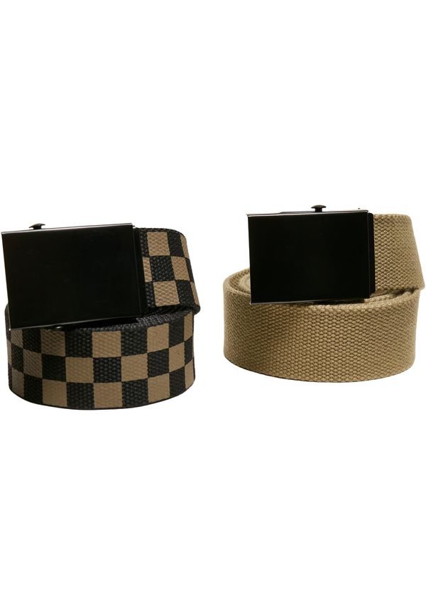 Urban Classics Accessoires Check And Solid Canvas Belt 2-Pack olive/black