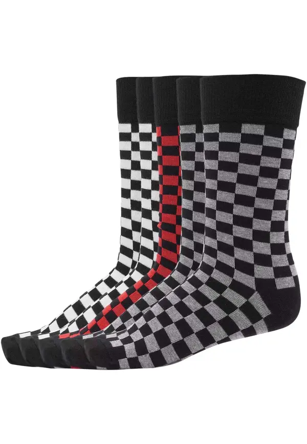Urban Classics Check Socks 5-Pack blk/h.gray/wht