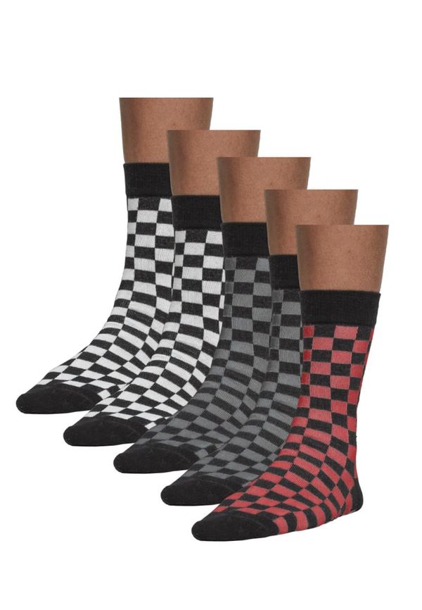 Urban Classics Accessoires Check Socks 5-Pack blk/h.grey/wht