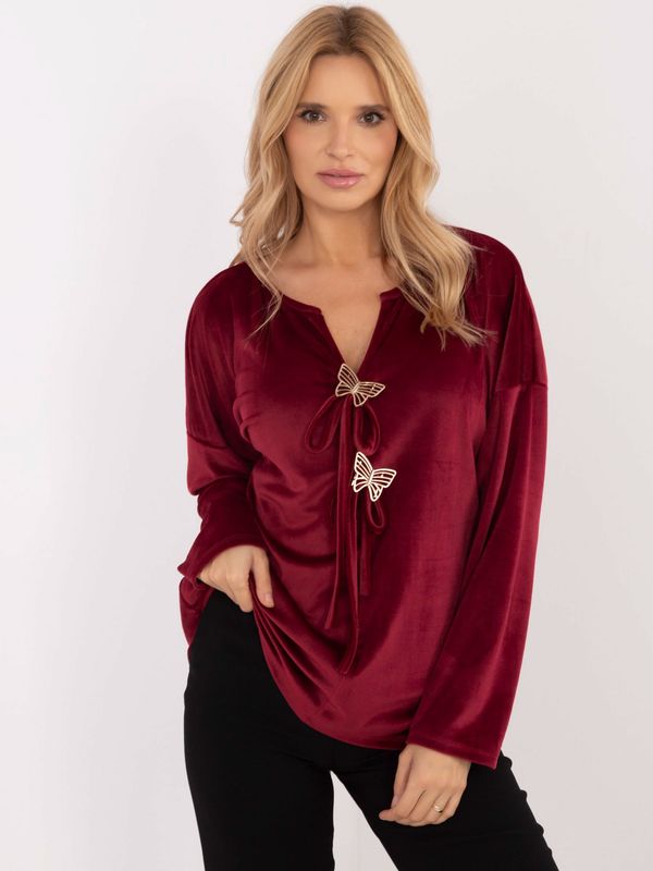 Fashionhunters Chestnut velour blouse large size