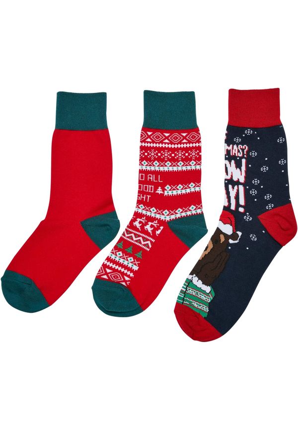 Urban Classics Accessoires Children's Christmas Bears Socks - 3-Pack Multicolored