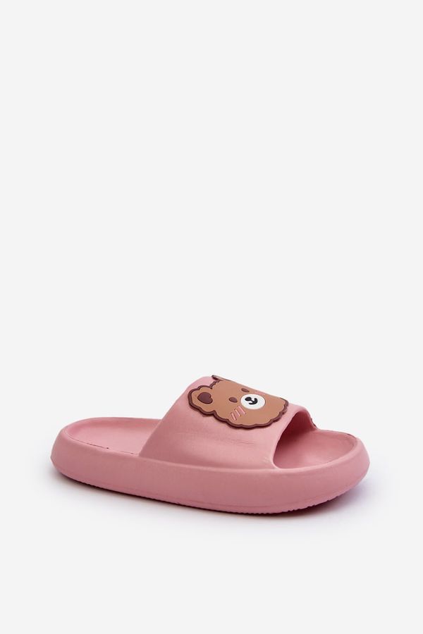 Kesi Children's light slippers with teddy bear, pink, Lindeheta