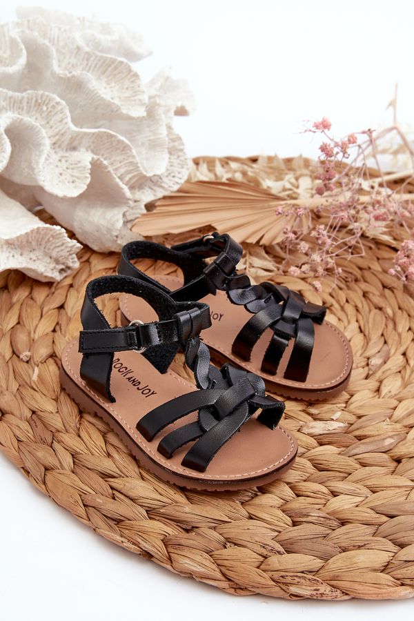 Kesi Children's sandals with hook-and-loop fastening, Venikoria Black