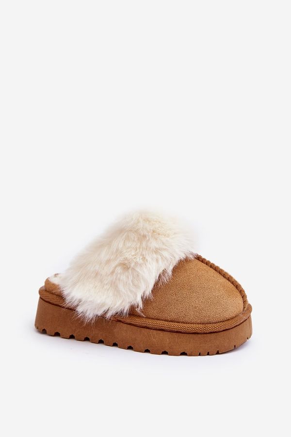Kesi Children's slippers with Camel Birasta fur
