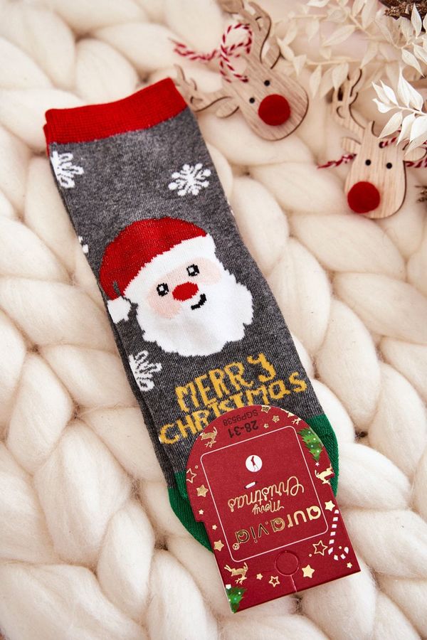 Kesi Children's socks "Merry Christmas" Nicholas gray-green