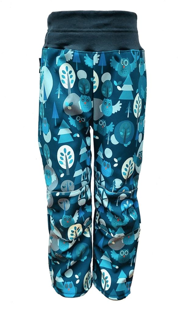 Kukadloo Children's softshell pants - kerosene - blue owls