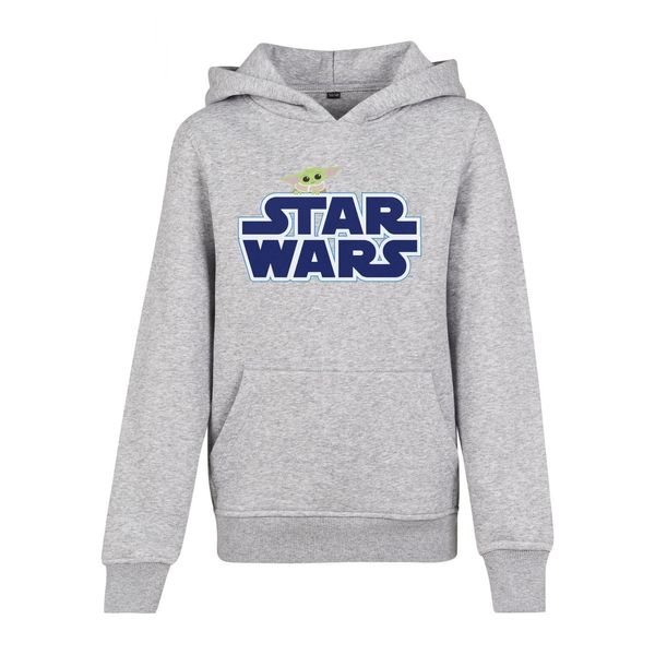 Mister Tee Children's Star Wars Blue Logo Hoody Heather Grey