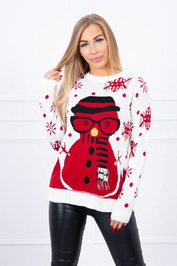 Kesi Christmas sweater with snowman ecru