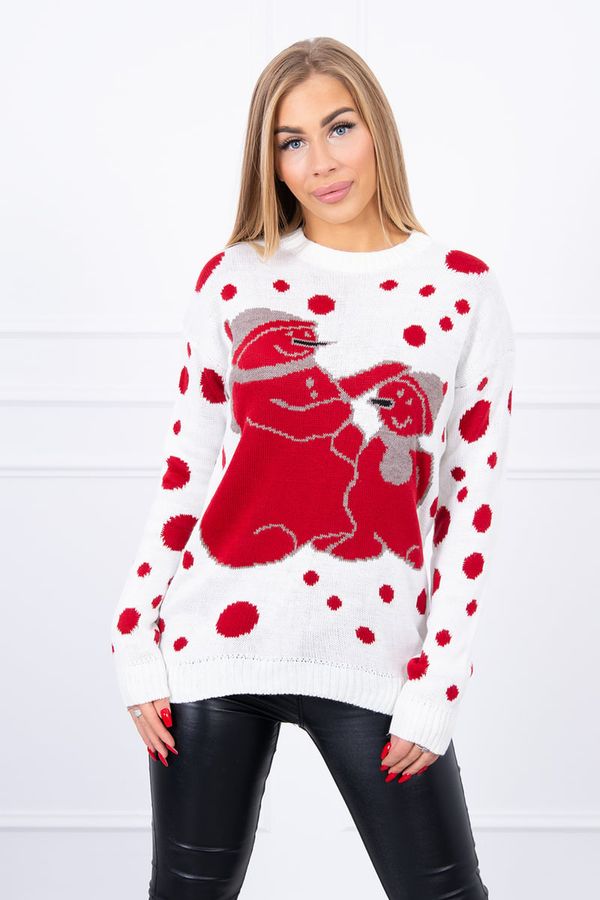 Kesi Christmas sweater with snowmen ecru