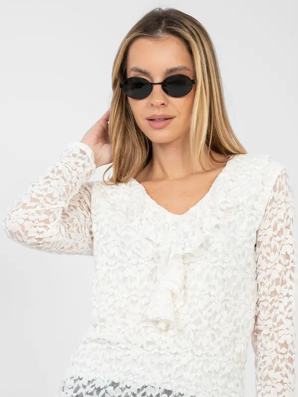 RUE PARIS Čipkasta bluza ecru