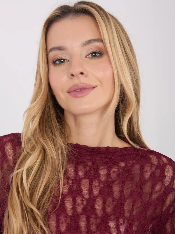 Italy Moda Čipkasta bluza v bordo barvi