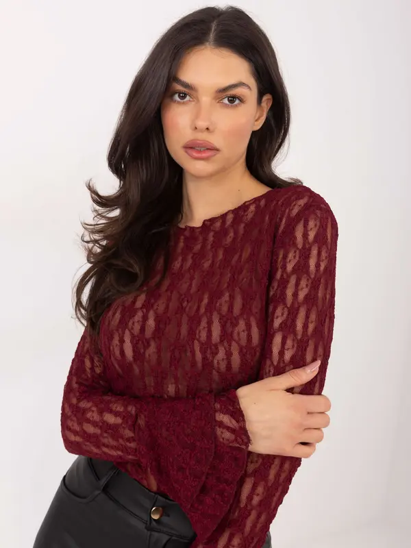 Italy Moda Čipkasta bordo bluza