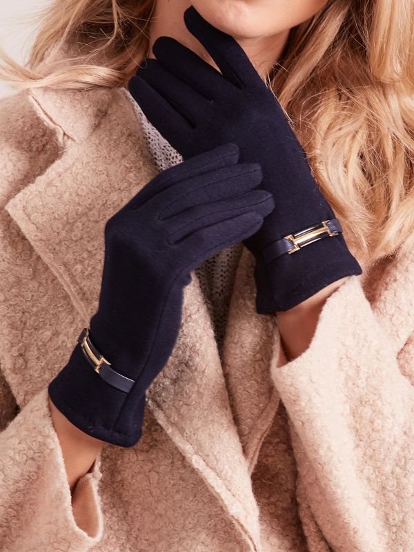 Fashionhunters Classic navy blue women's gloves