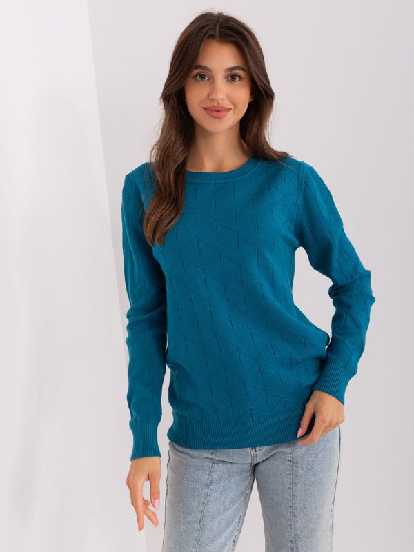 Fashionhunters Classic navy sweater with long sleeves