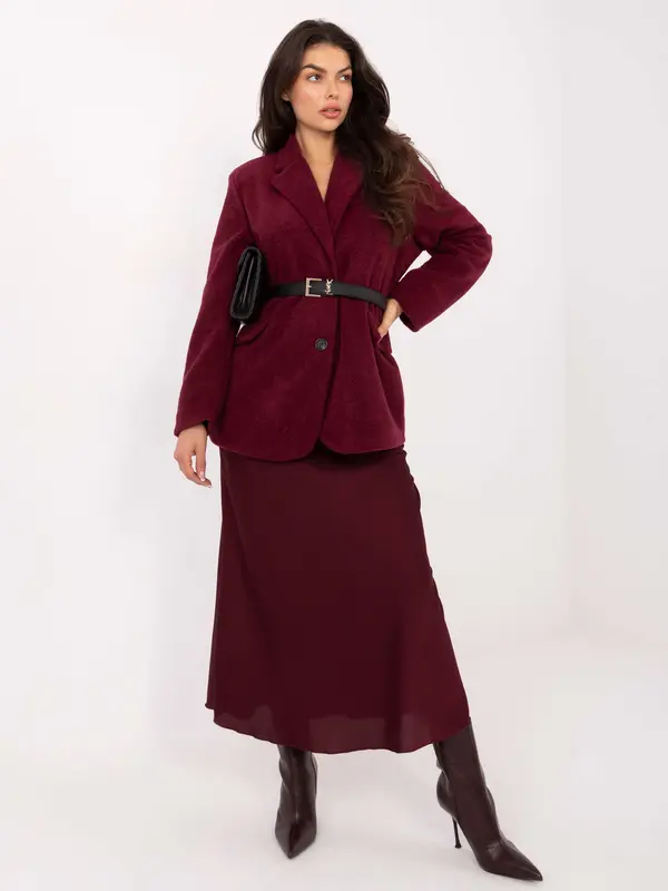 RUE PARIS Coat-IT-PL-FL7696.16-burgundy