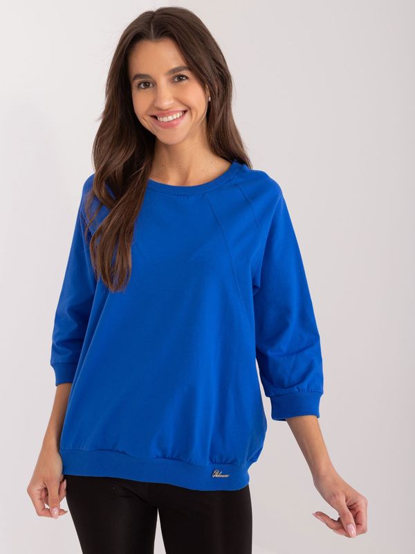 Fashionhunters Cobalt Blue Casual Cotton Blouse