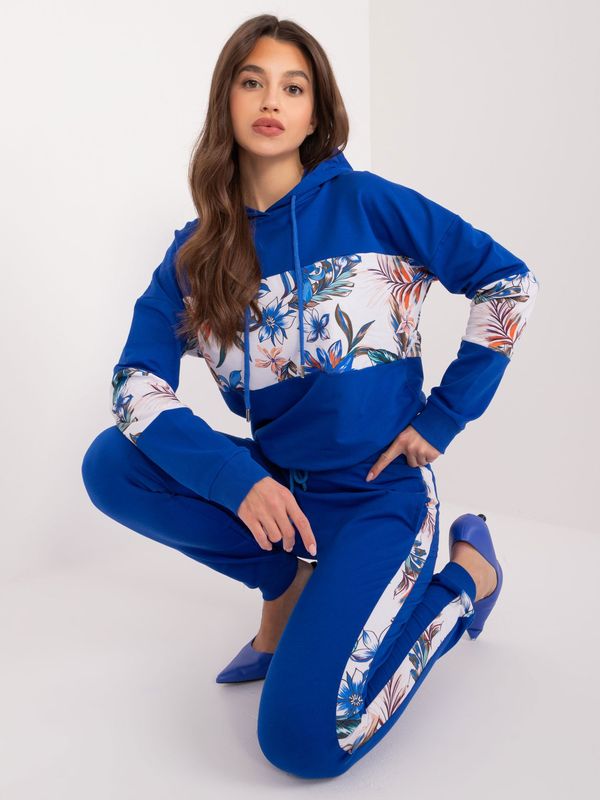 Fashionhunters Cobalt Blue Two-Piece Cotton Tracksuit