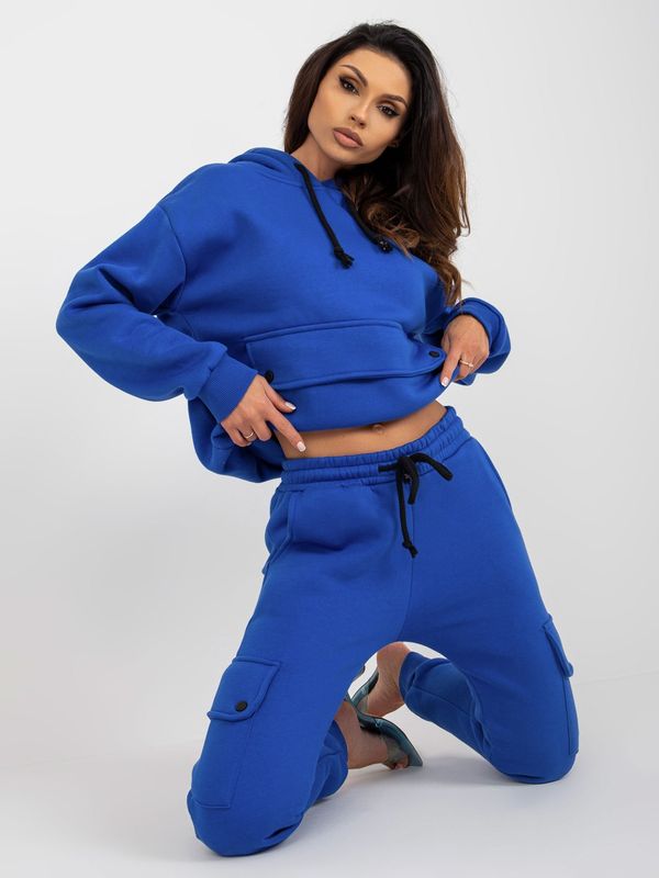 Fashionhunters Cobalt blue women's tracksuit with insulation