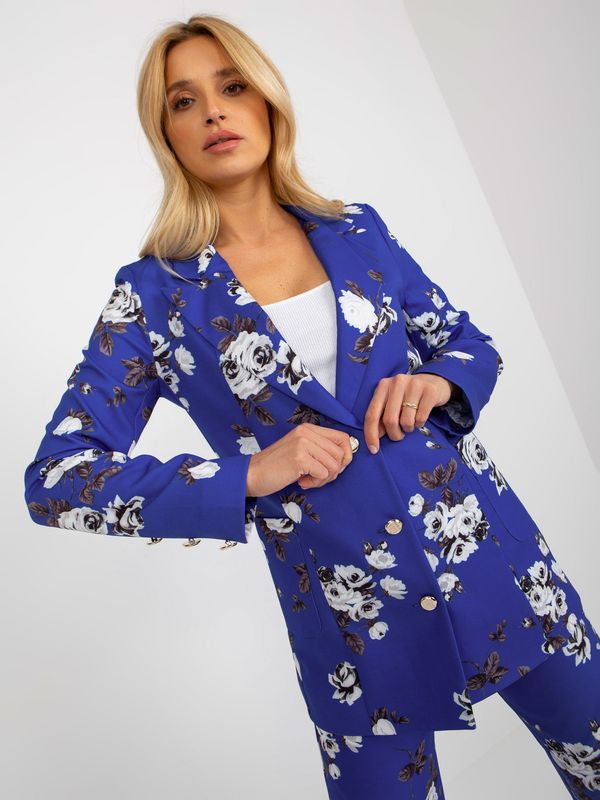 Fashionhunters Cobalt elegant jacket with roses from a suit