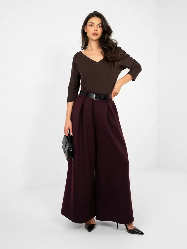 RUE PARIS Čokoladna bluza z V-izrezom