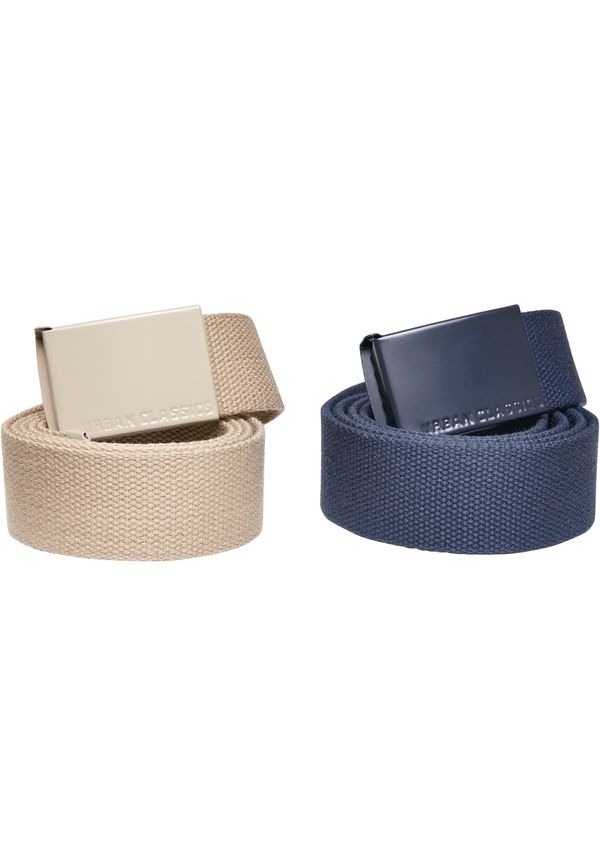 Urban Classics Accessoires Colorful Canvas Belt with Buckle 2-Pack Sand/Navy