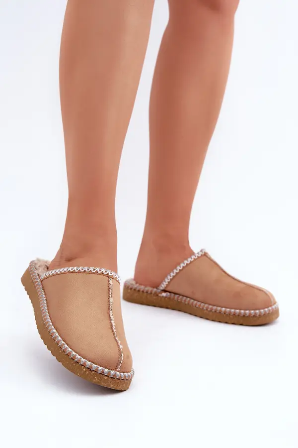 Inblu Comfortable home footwear slippers with embroidery women's Inblu FX000021 Camel