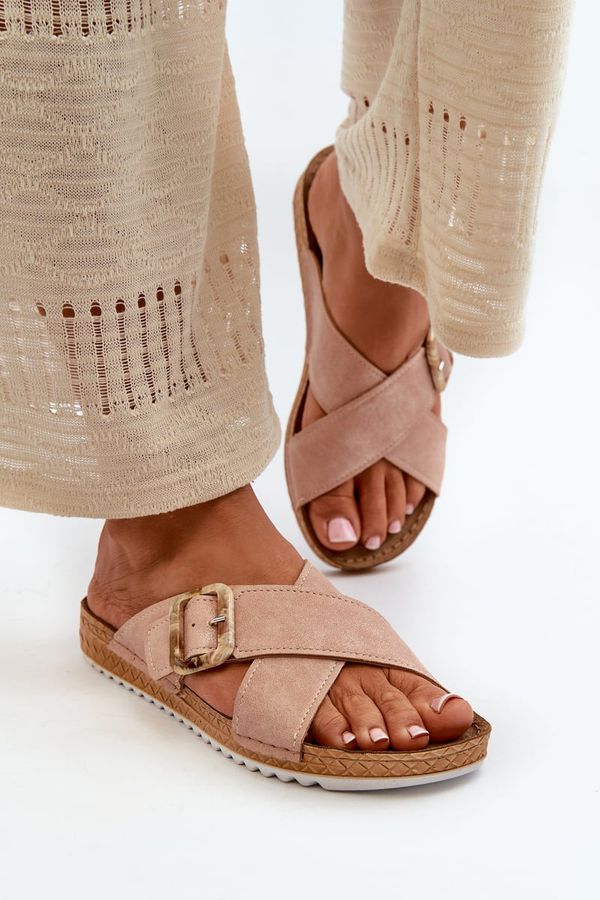 Kesi Comfortable Women's Slippers with Inblu Buckle Light Pink