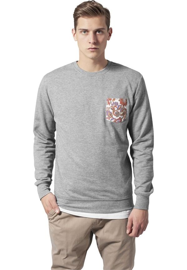 UC Men Contrasting Crewneck Pocket Grey/Floral