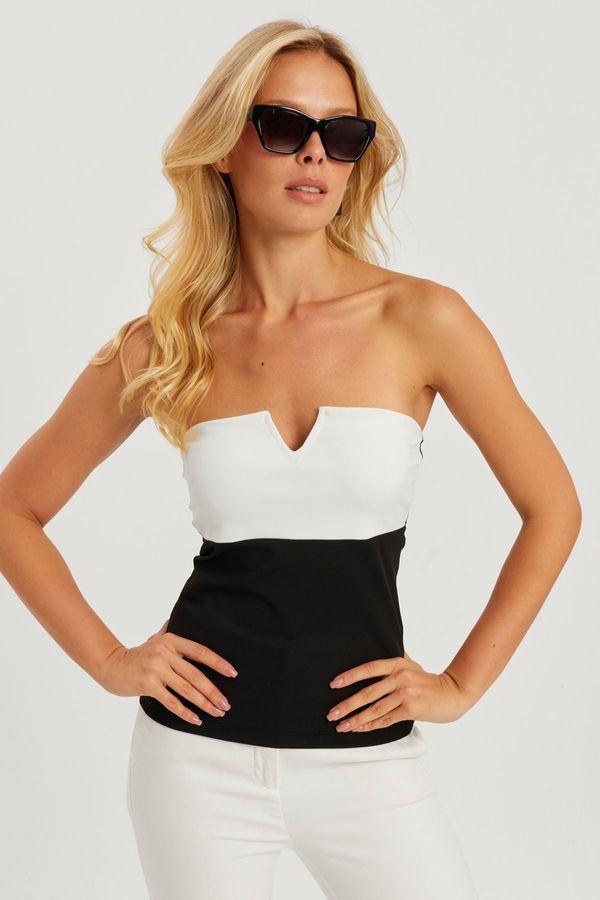 Cool & Sexy Cool & Sexy Women's Black-White Strapless Blouse