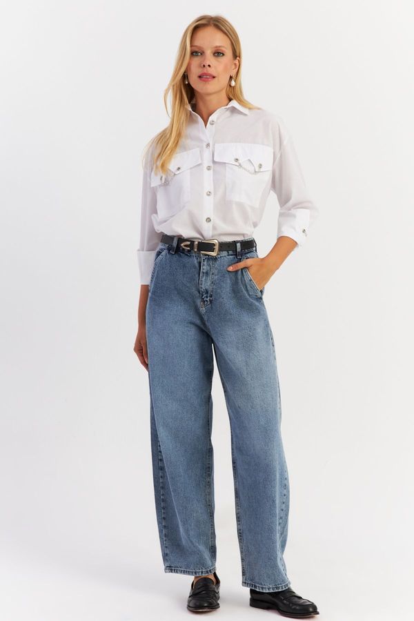 Cool & Sexy Cool & Sexy Women's Blue Baggy Pants AUR2