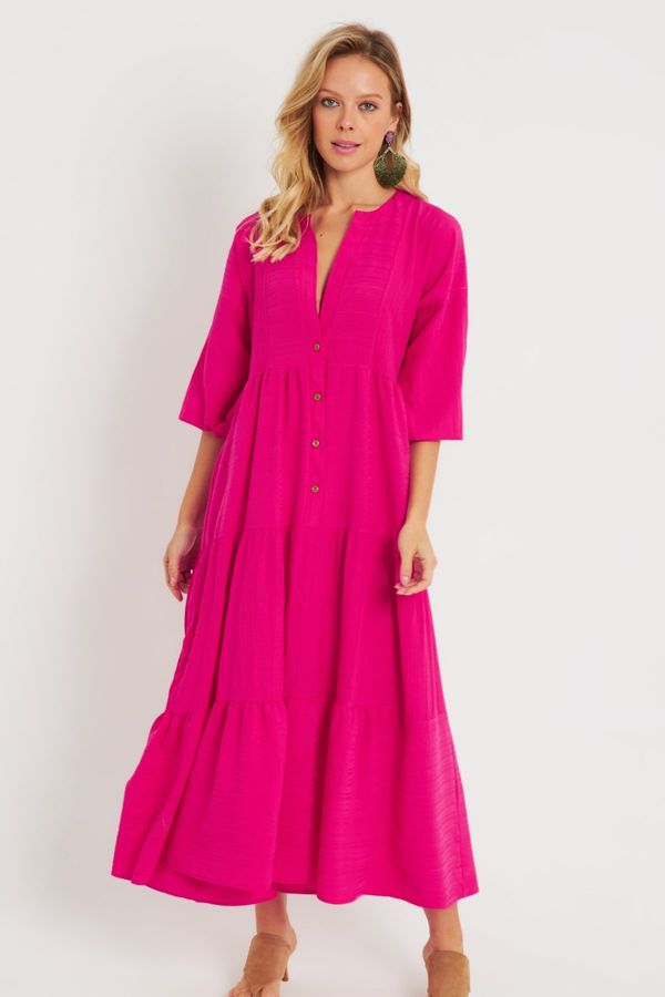 Cool & Sexy Cool & Sexy Women's Loose Midi Dress Fuchsia Q982