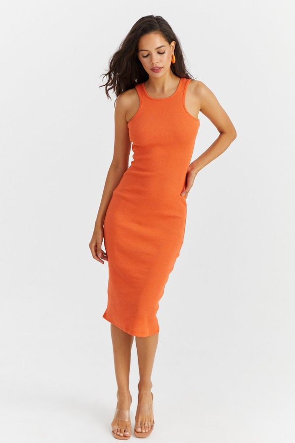 Cool & Sexy Cool & Sexy Women's Orange Camisole Sleeveless Dress Yi2459