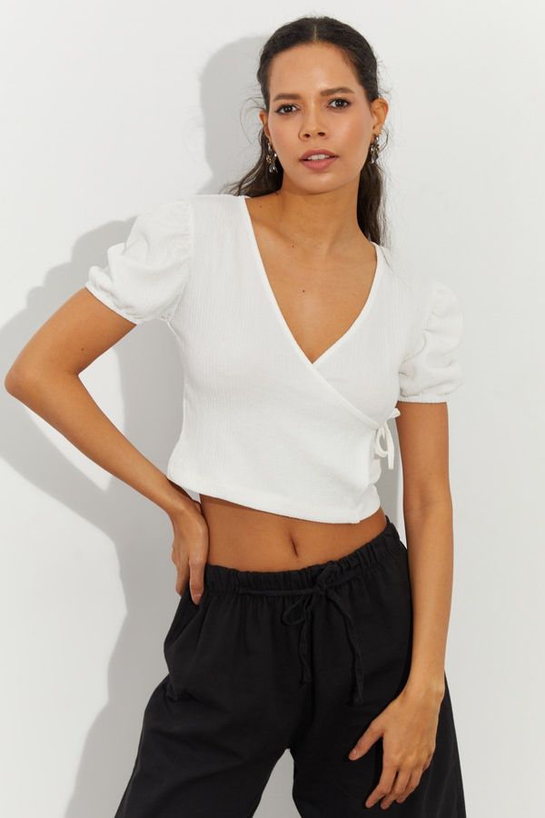 Cool & Sexy Cool & Sexy Women's White Double Breasted Blouse RLO73